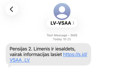 Attēlots īsziņas (SMS) teksts