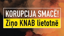 Dūmakains bildes fons uz kura uzrakstīts Korupcija smacē! Ziņo KNAB lietotnē