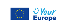 Eiropas Savienības karogs - tumši zils ar dzeltenu zvaigžņu apli. Uzraksts - Your Europe