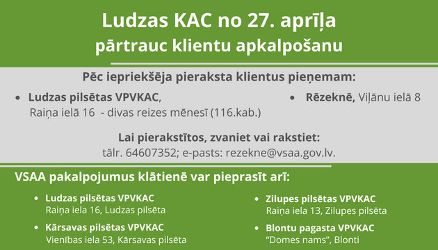 Ludzas kac no 27 aprīļa pārtrauc klientu apkalpošanu